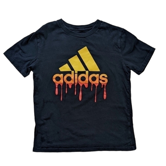 ADIDAS Black & Yellow Slimeb Logo Crewneck Tee Medium @B6 - Picture 1 of 7